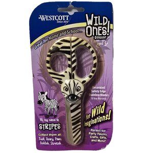 Westcott Wild Ones Safety Scissors Children Zebra Round Tip School Craft Y2K 00s